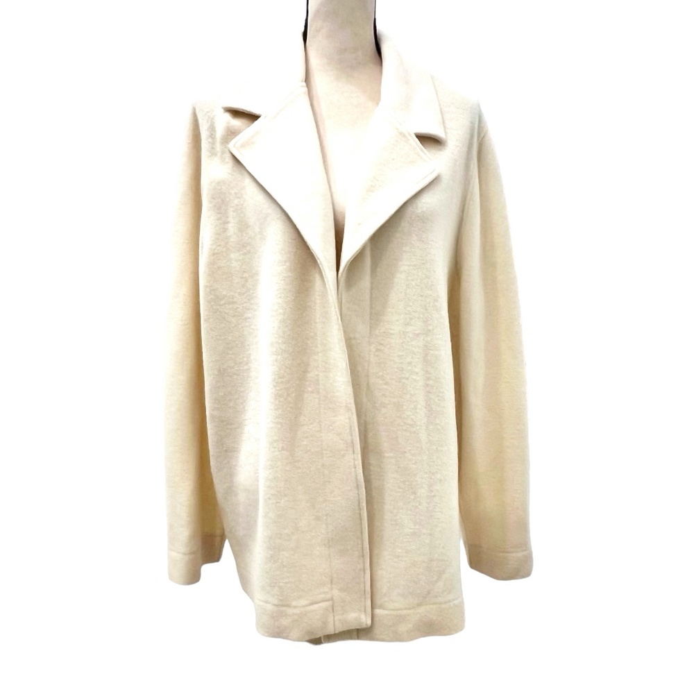 COMPANY ELLEN TRACY CREAM MERINO WOOL OPEN LOOSE FIT JACKET COAT